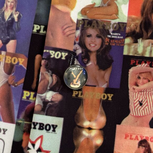 Playboy Centerfold Magazine Cover 90’s Y2K Button Shirt Men’s Size Large Vintage - Picture 5 of 10